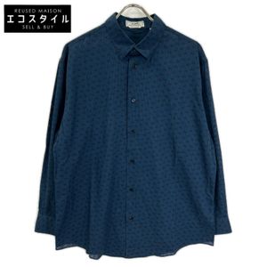 Hermes blue horse pattern long-sleeved cotton shirt with sellier buttons, size 43 [Used]