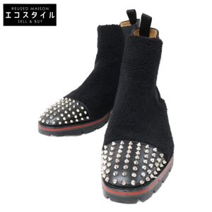 Christian Louboutin 3211051 MELON SPIKES FLAT Calf/Boucle Chelsea Boots, Size 43 1/2 [Used]