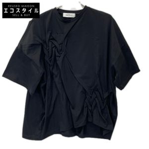 ENFOLD 26AW 300JA280-2901 Black Cotton SMOCKING T-SHIRT Size 38 [Used]