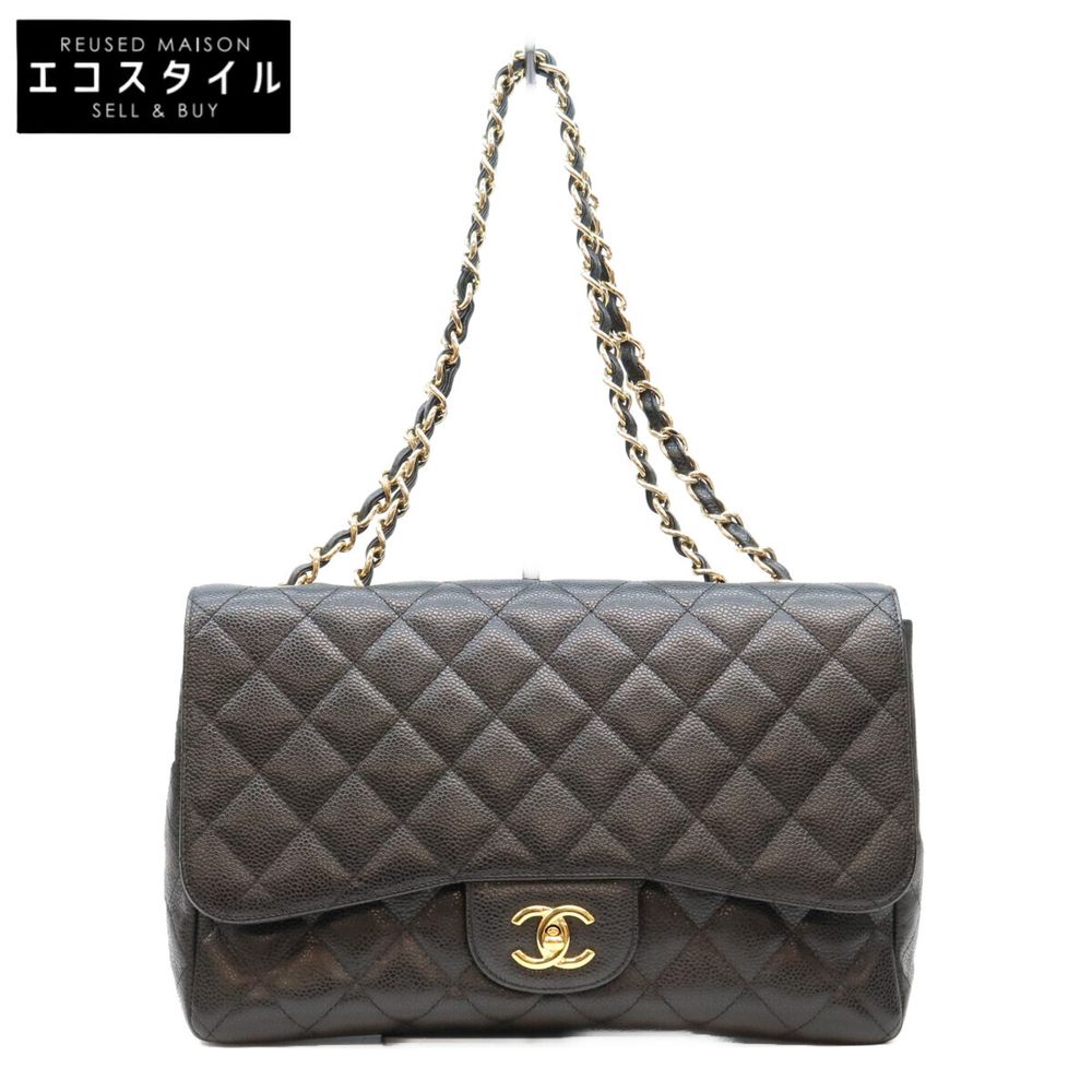 Chanel No. 13 A28600 Black Caviar Gold Hardware Single Deca Matelassé 30 Shoulder Bag [Used]