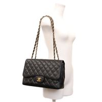 Chanel No. 13 A28600 Black Caviar Gold Hardware Single Deca Matelassé 30 Shoulder Bag [Used]