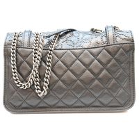 Chanel No. 19 A94074 Black Calfskin Silver Hardware Paris-Dalas Studded Buckle Flap Shoulder Bag [Used]