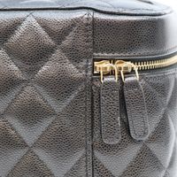 Chanel AP2573 Black Timeless Classic Caviar Gold Hardware Top Handle Vanity Handbag [Used]