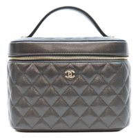 Chanel AP2573 Black Timeless Classic Caviar Gold Hardware Top Handle Vanity Handbag [Used]