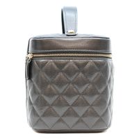 Chanel AP2573 Black Timeless Classic Caviar Gold Hardware Top Handle Vanity Handbag [Used]