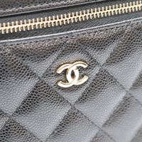 Chanel AP2573 Black Timeless Classic Caviar Gold Hardware Top Handle Vanity Handbag [Used]