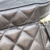 Chanel AP2573 Black Timeless Classic Caviar Gold Hardware Top Handle Vanity Handbag [Used]