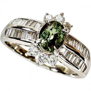 Size 16 Alexandrite 1.01ct Diamond 0.54ct Ring, Pt900 Platinum, 6.4g, Women's [Used]