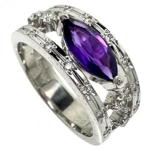 12th DESIGNER JEWELRY / Artist Jewelry by Kaoruko Mizuno, Mitsukoshi Jewelry, Amethyst 0.59ct, Diamonds totaling 0.20ct, Ring, K18WG White Gold, 7.9g, Women's [Used]