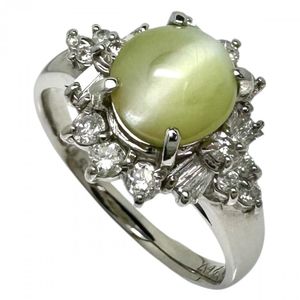 Size 13 Chrysoberyl Cat's Eye 2.67ct Diamond 0.45ct Ring, Pt900 Platinum, 5.3g, Women's [Used]