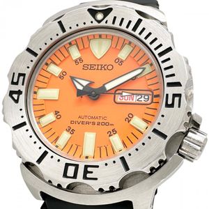 SEIKO Diver Orange Monster Day-Date SKX781/7S26-0350 Watch, Stainless Steel/Rubber, Automatic Movement, Orange Dial/Black Rubber Strap, Men's [Used]