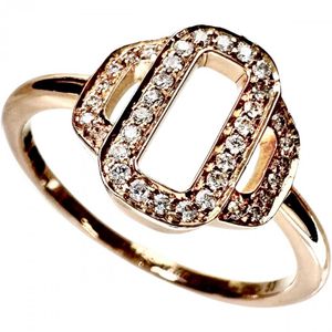 Hermes Attrage Diamond Ring (36 stones, 0.10ct), K18PG Pink Gold, 2.7g, Size #53 (US Size 12.5), Women's [Pre-owned]