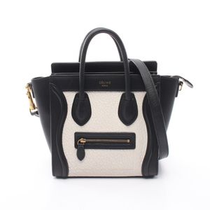 【二手】 CELINE Luggage Nano Shopper 兩用手提包，黑/白皮革，女士，二手 A