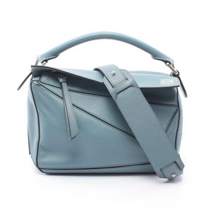 【중고】 LOEWE 숄더백 PUZZLE BAG SMALL 퍼즐백 스몰 2WAY 더스티 블루 레더 퍼즐 백 스몰 여성용 Used B