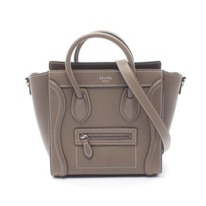 【二手】 CELINE Luggage Nano Shopper 兩用手提包，灰褐色皮革，女士，二手 A