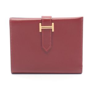 [Used] Hermes HERMES Bi-fold Wallet Bearn Compact Rouge H Rouge H Calfskin (Cowhide) Bearn Compact Rouge H Women's