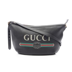 [중고] Gucci 구찌 숄더백 하프문 호보 빈티지 로고 523588 블랙/레드/그린 레더 하프문 호보 숄더백