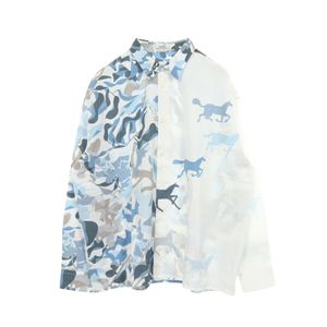 [Used] Hermes PUZZLE VEGETAL Long-Sleeve Cotton Shirt for Men, Used A