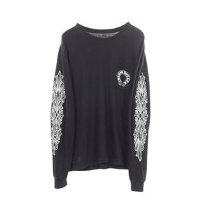 【二手】Chrome Hearts 長袖T卹，馬蹄形圖案，花卉印花袖口，帶口袋，純棉，男士，二手 B