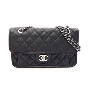 [Pre-owned] Chanel CHANEL Shoulder Bag French Riviera Matelassé A66801 Black Caviar Skin (Grained Calf) French Riviera Matelassé Chain Shoulder Bag