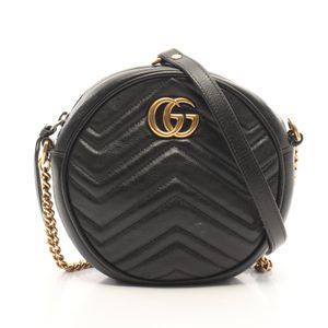 [중고] Gucci 구찌 숄더백 GG 마몬트 라운드 미니 550154 블랙 레더 GG 마몬트 라운드 미니 체인 숄더백 여성용