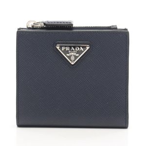 [Used] Prada PRADA Bi-fold Wallet Triangle Plate 2ML049 Navy Saffiano Leather Triangle Logo Bi-fold Wallet Men's Used A