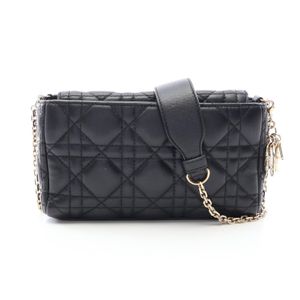 [Used] Dior Cannage Shoulder Bag, Black Leather, Lady Dior Chain Shoulder Bag, Women's, Used A