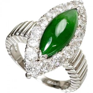 Size 9 Jadeite and Diamond Ring, Pt900 Platinum, 7.8g, Women's [Used]