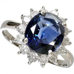 Size 15, Sapphire 2.315ct, Diamond 0.50ct, Platinum 900, 4.3g, Women's Ring [Pre-owned]
