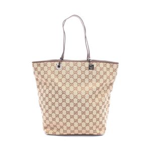 【二手】Gucci GG帆布手提包 31243 米色/ブラウン帆布皮革手提包 女士二手 A