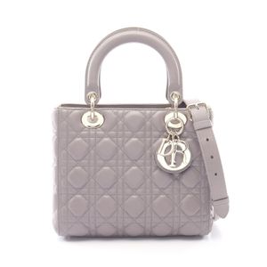 [Pre-owned] Dior handbag, Lady Dior, Cannage, 2-way, gray leather, Lady Dior Cannage 2-way tote, medium size, women's.