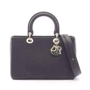 [Used] Dior Lady D-Sire Medium 2-Way Handbag M11510TRL Black Leather Lady D-Sire Medium Women's Used A