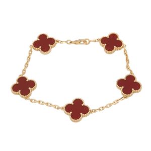 [Pre-owned] Van Cleef & Arpels Vintage Alhambra Carnelian 5P Bracelet VCARD35500 Wrist size 17.5cm K18 (Yellow Gold) Vintage Alhambra Carnelian 5P Bracelet