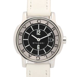 [Used] Bulgari BVLGARI Solo Tempo ST29S Black Stainless Steel Leather Strap Women's Watch Used A
