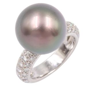 [Pre-owned] Cartier ring, So Pretty diamond and black pearl ring, K18WG (white gold).