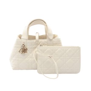 [Used] Dior Toujours Small Handbag, Cannage Pattern, White Leather, Women's, Used A