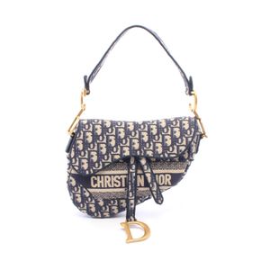 [Used] Dior SADDLE Oblique Handbag MO446CRIW Navy/Ivory Canvas Oblique Saddle Bag Women's Used A