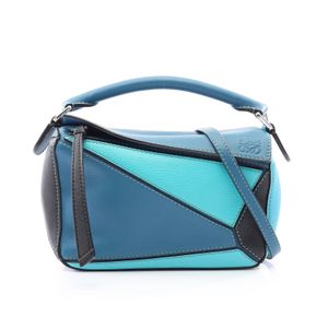 [중고] LOEWE 퍼즐백 미니 2WAY 손가방 블랙/블루 레더 퍼즐백 미니 여성용 Used B