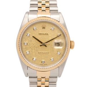 【二手】ROLEXDatejust 10P 鑲鑽 W 字頭 16233G CH/海軍藍/NP K18（黃金）不鏽鋼 Datejust 10P 鑲鑽 W 字頭男士腕錶