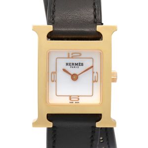 [Used] Hermes HERMES Watch H-Watch Double Tour HH1.202 White GP (Gold Plated) Leather Strap H-Watch Double Tour Ladies Used A