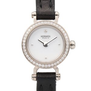 [Pre-owned] Hermes HERMES Watch Faubourg Mini Diamond Bezel FG1.191 White K18WG (White Gold) Leather Strap Faubourg Mini Diamond Bezel Women's Watch