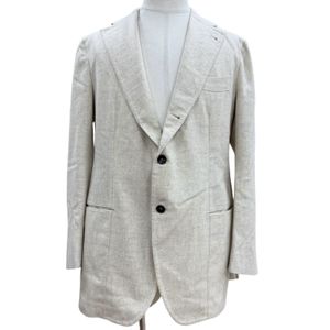Excellent condition ▼ Alfonso Sirica 100% wool, functional buttoned cuffs, single-breasted tailored jacket, light beige, size M equivalent, made in Italy, authentic, men's.