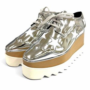 全新狀態 ★ Stella McCartney 363998 Ellis 星星繫帶厚底運動鞋，銀色和白色，36 碼，意大利製造，女款，帶防塵袋。