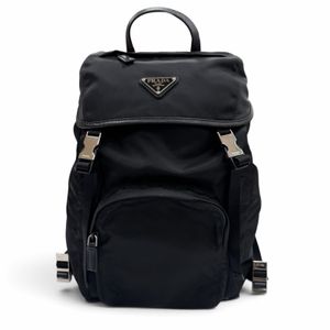 미사용급▼Prada 1BZ039 나일론 레더 트라이앵글 로고 백팩/배낭 블랙 남성용 보관 주머니 포함