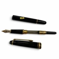 全新 ▼MONTBLANCMeisterstück Classic Pix 鋼筆,14K 金筆尖,白色星形,黑金配色,德國製造,男款