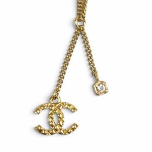 極美品★CHANEL シャネル C24P ABD016 ココマーク キルティング ラインストーン ネックレス アクセサリー ゴールド フランス製 レディース