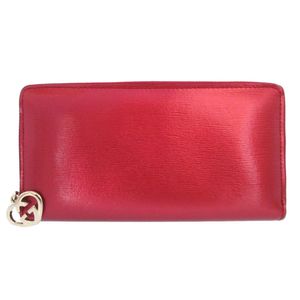 近全新 Gucci 308005 雙G互扣愛心皮革金屬紅色RED拉鍊長錢包 1347 [二手] GUCCI