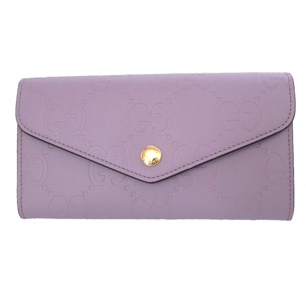 Like New Gucci Jumbo GG 861276 Leather Lavender Purple Bi-fold Long Wallet 1307 [Used] GUCCI
