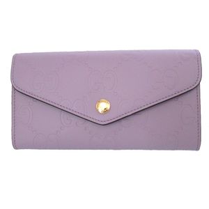 近全新 Gucci Jumbo GG 861276 皮革薰衣草紫色雙折長皮夾 1307 [二手] GUCCI