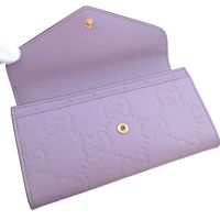 Like New Gucci Jumbo GG 861276 Leather Lavender Purple Bi-fold Long Wallet 1307 [Used] GUCCI